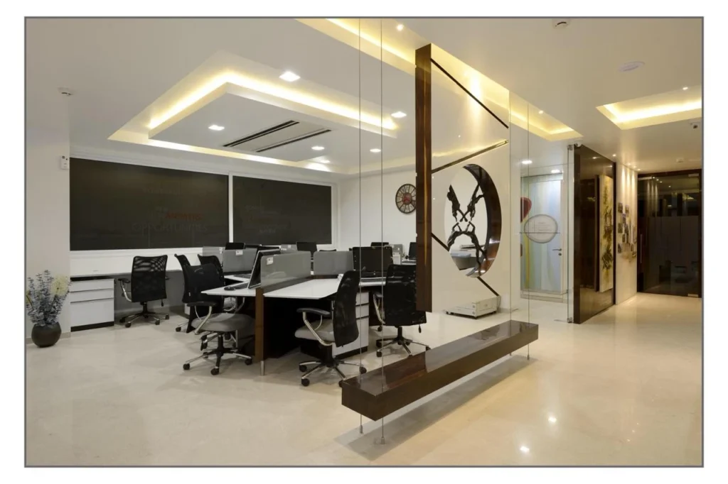 Modern coworking workspace in Pune with private cabins and desks